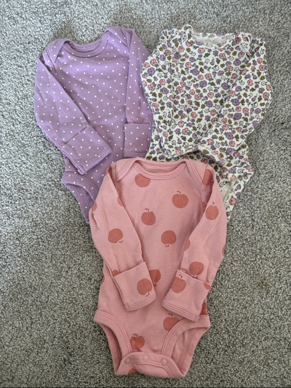 Carter's 3-Pack Baby Girls Long-Sleeve Bodysuits